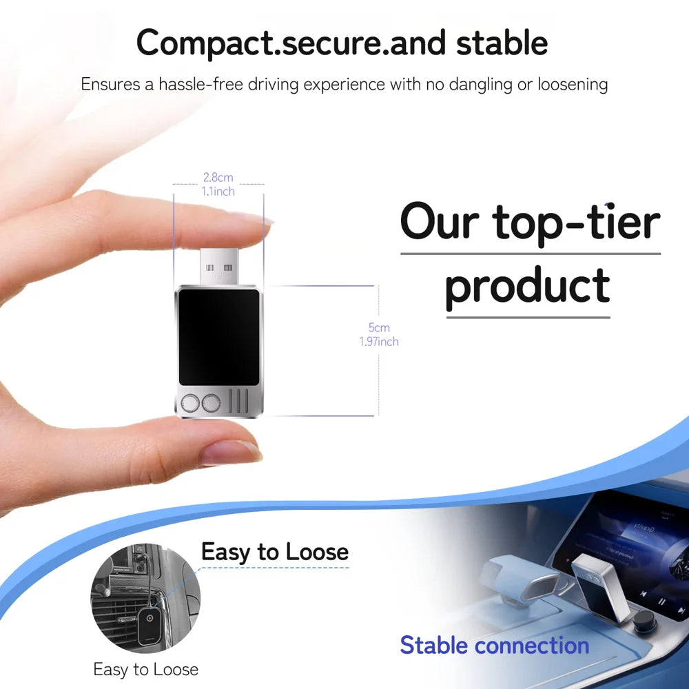 Wired to Wireless CarPlay Adapter for iPhone 2.4/5.8G Dual Band WiFi Bluetooth-compatible USB Dongle - 2