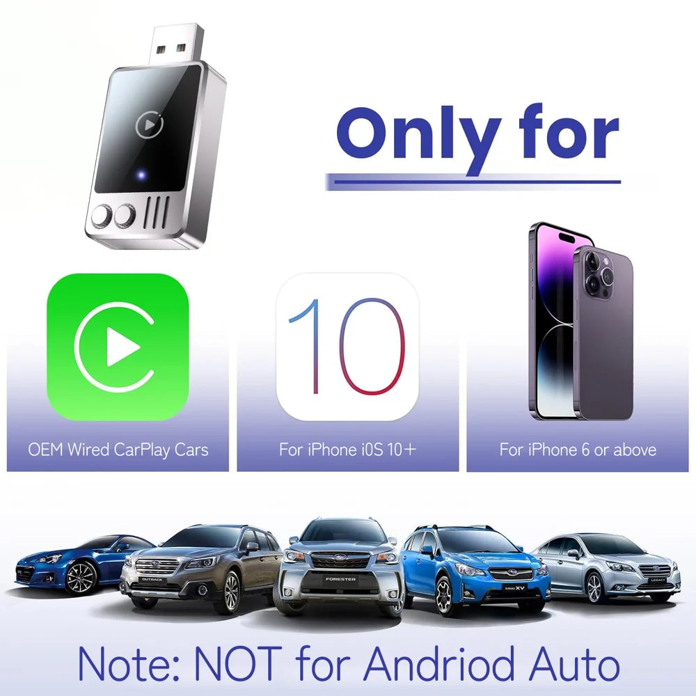 Wired to Wireless CarPlay Adapter for iPhone 2.4/5.8G Dual Band WiFi Bluetooth-compatible USB Dongle - 6