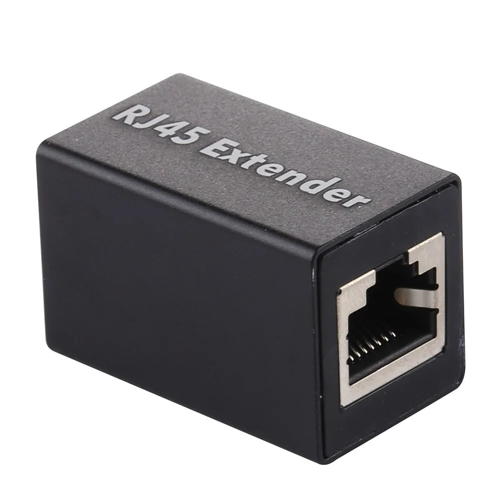 RJ45 Female to Female Connector Inline LAN Plug Ethernet Cable Extender Adapter Black - 1