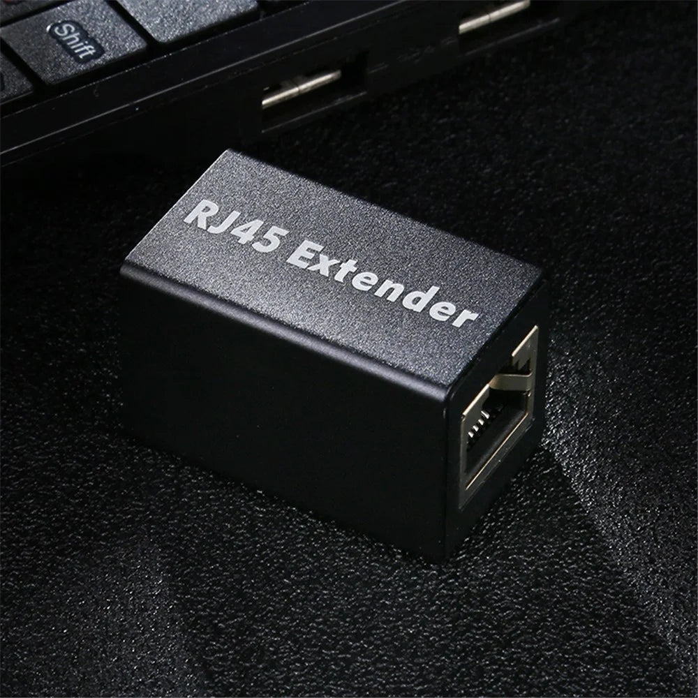 RJ45 Female to Female Connector Inline LAN Plug Ethernet Cable Extender Adapter Black - 4