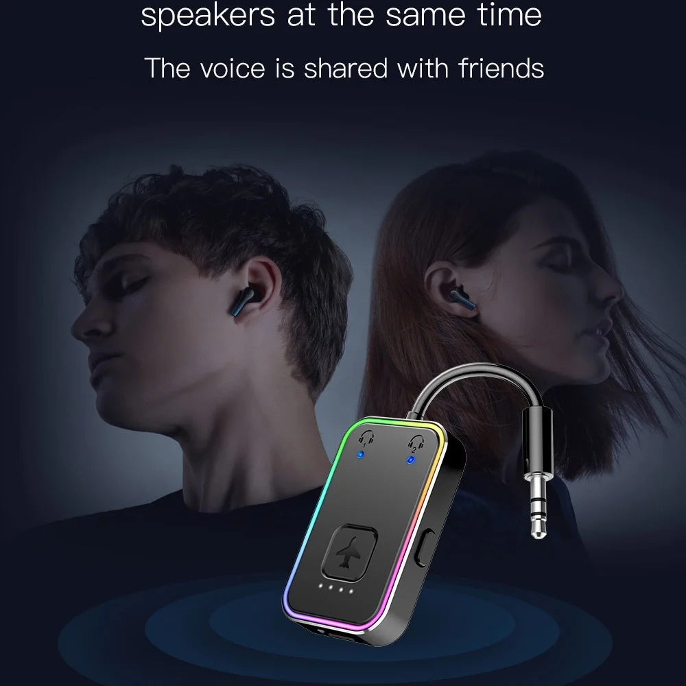 BF01 Audio Transmitter for TV, Computer, Airplane, 3.5mm Wireless Audio Bluetooth-Compatible Adapter - Black - 2