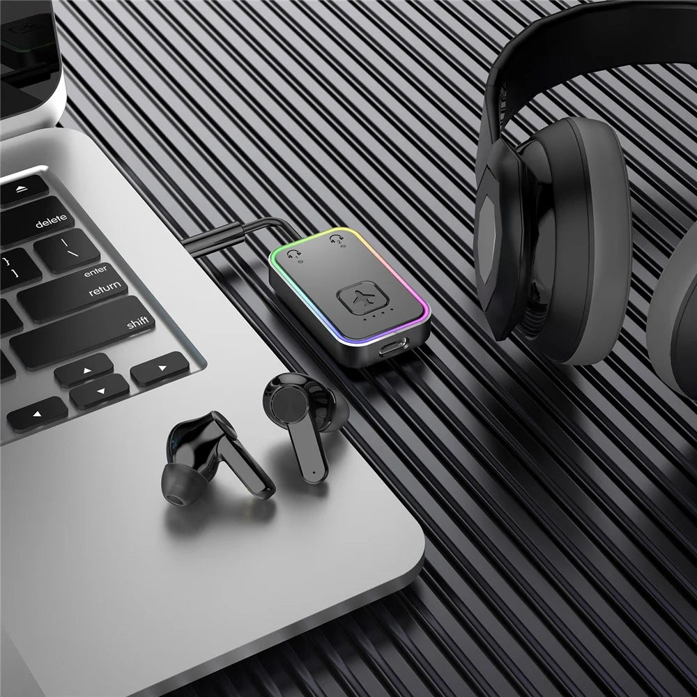 BF01 Audio Transmitter for TV, Computer, Airplane, 3.5mm Wireless Audio Bluetooth-Compatible Adapter - Black - 6