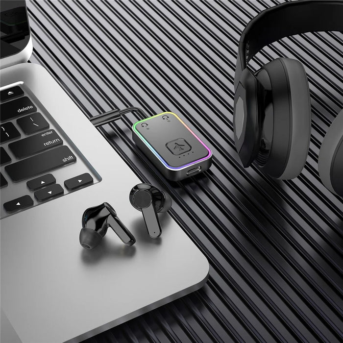 BF01 Audio Transmitter for TV, Computer, Airplane, 3.5mm Wireless Audio Bluetooth-Compatible Adapter - Black - 6