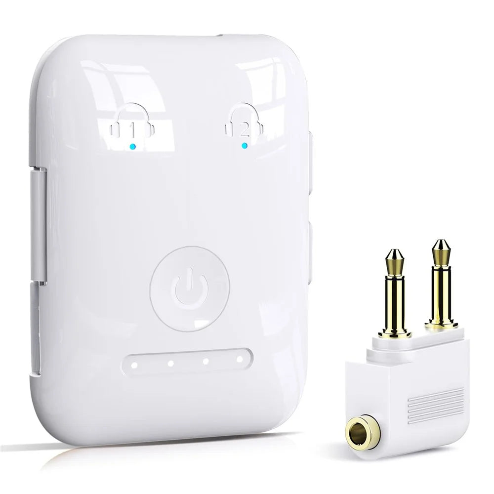 BF02 BT 5.3 Transmitter Wireless Adapter for Airplane  /  TV  /  Gym Audio Devices Supports 2 Earbuds / Headphones - White - 1