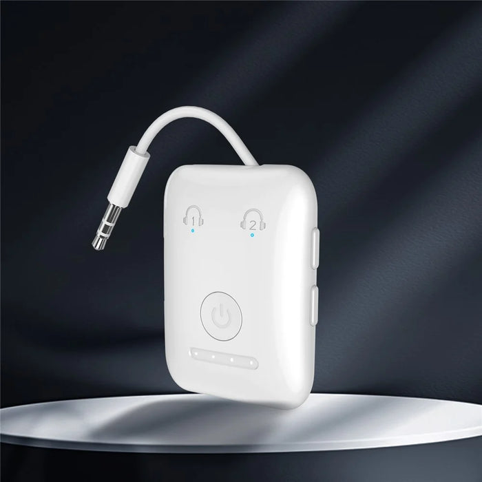 BF02 BT 5.3 Transmitter Wireless Adapter for Airplane  /  TV  /  Gym Audio Devices Supports 2 Earbuds / Headphones - White - 2