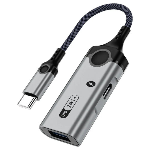 MH370 Type-C to Type-C + USB 3.0 2 in 1 Converter for Mouse/USB Drive PD 60W Fast Charging Data Transfer OTG Adapter - 1