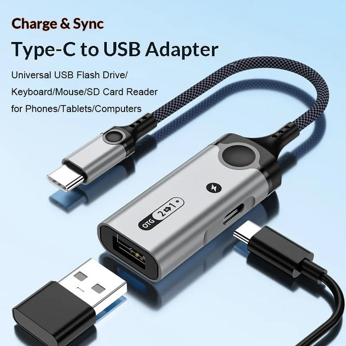 MH370 Type-C to Type-C + USB 3.0 2 in 1 Converter for Mouse/USB Drive PD 60W Fast Charging Data Transfer OTG Adapter - 2
