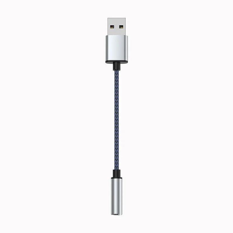 MH290 12cm USB Male to 3.5mm Female AUX Adapter Braided Cable HiFi Sound Card Converter - 1