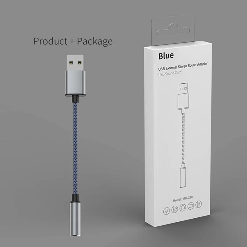 MH290 12cm USB Male to 3.5mm Female AUX Adapter Braided Cable HiFi Sound Card Converter - 6