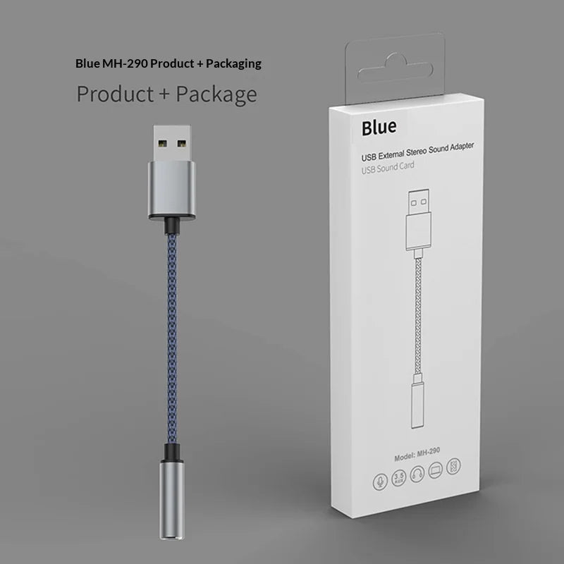 MH290 100cm USB Male to 3.5mm Female AUX Adapter Braided Cable HiFi Sound Card Converter - 6