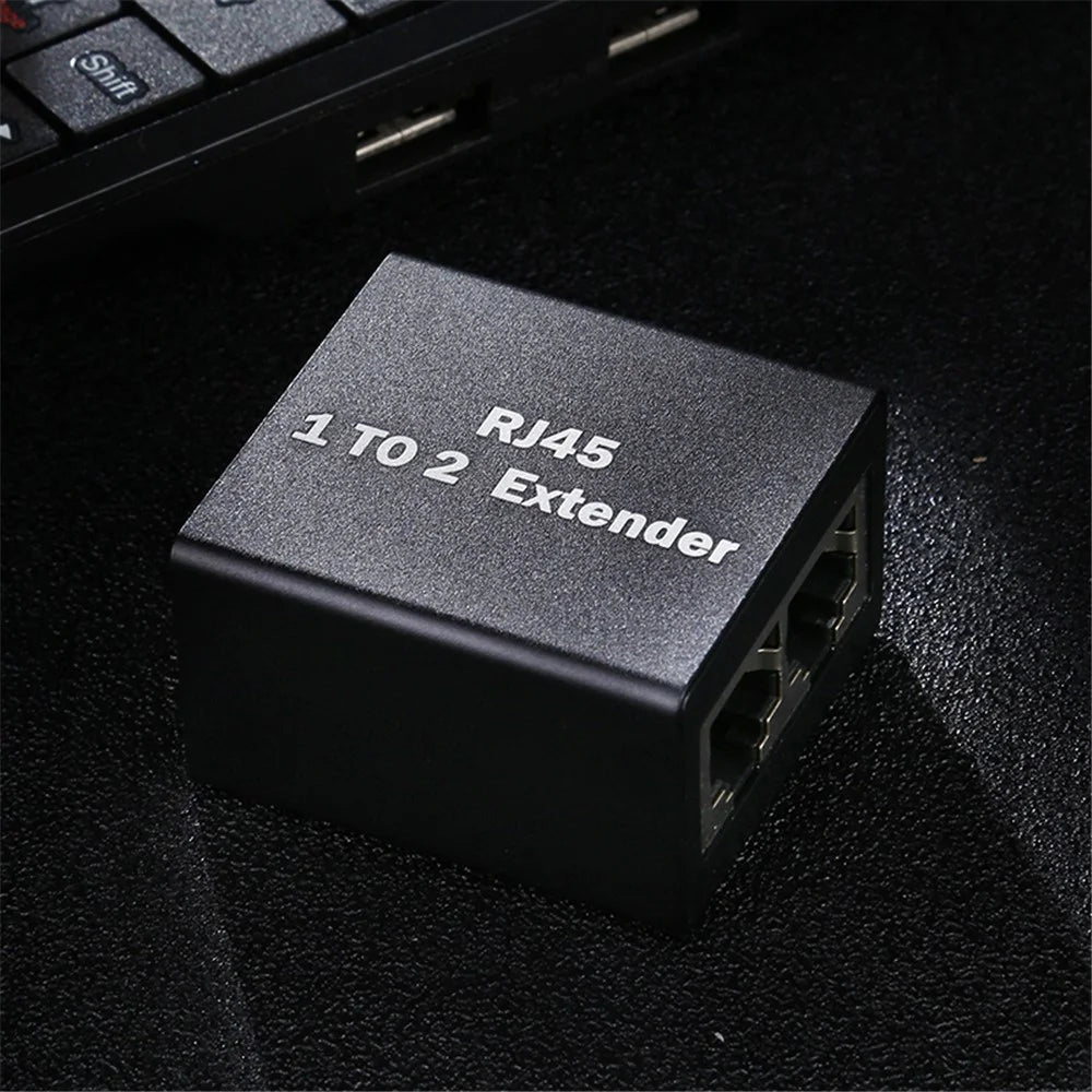 1 to 2 RJ45 Splitter Connector Inline LAN Plugs Ethernet Cable Extender Adapter - Black - 4