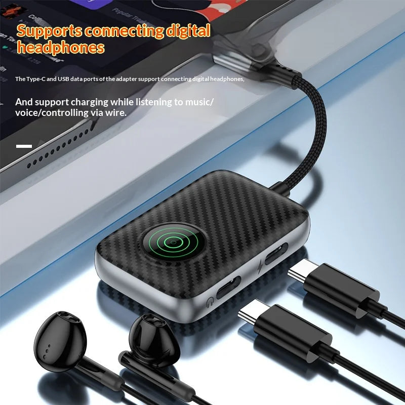 ZC4339 USB-C OTG Adapter 3 in 1 Hub Converter with USB 3.0 Data Transfer, Type-C Audio/Data, 60W PD Fast Charging - Black - 6
