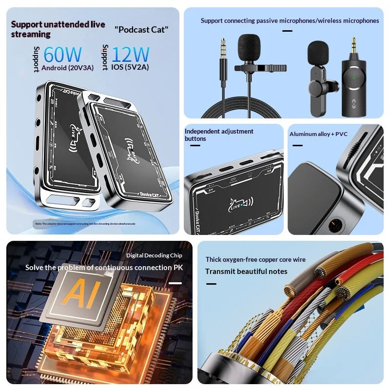 MH322PRO Live Streaming Sound Card Audio Interface, Microphone Converter for Mobile Phones, Podcast Recording, TikTok Live, Voice Chat - 3