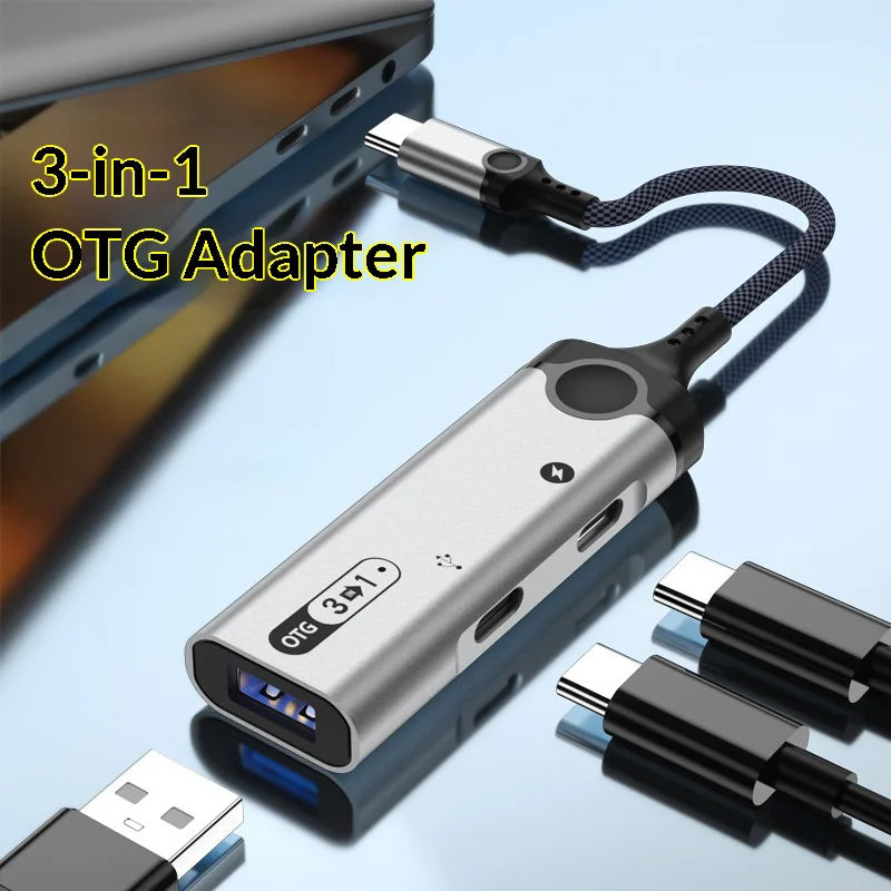 MH374 3 in 1 OTG Adapter Type-C to USB Converter for Android Phones/Fast Charging/Card Reader - 2
