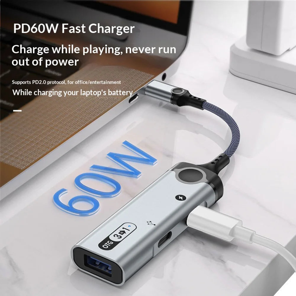 MH374 3 in 1 OTG Adapter Type-C to USB Converter for Android Phones/Fast Charging/Card Reader - 6