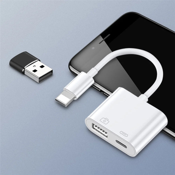 COTECI 33011 iP (5-14) USB OTG Adapter 2-in-1 Male to USB Female Adapter Charger Cable for iPhone iPad Camera U Disk - 3