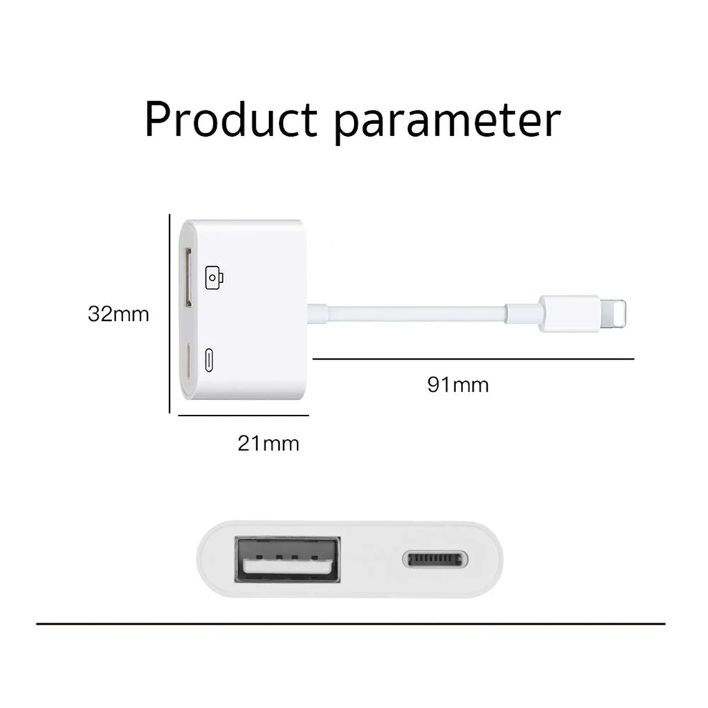 COTECI 33011 iP (5-14) USB OTG Adapter 2-in-1 Male to USB Female Adapter Charger Cable for iPhone iPad Camera U Disk - 5