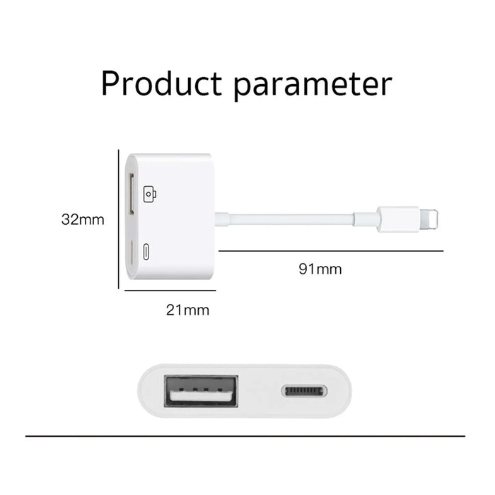 COTECI 33011 iP (5-14) USB OTG Adapter 2-in-1 Male to USB Female Adapter Charger Cable for iPhone iPad Camera U Disk - 5