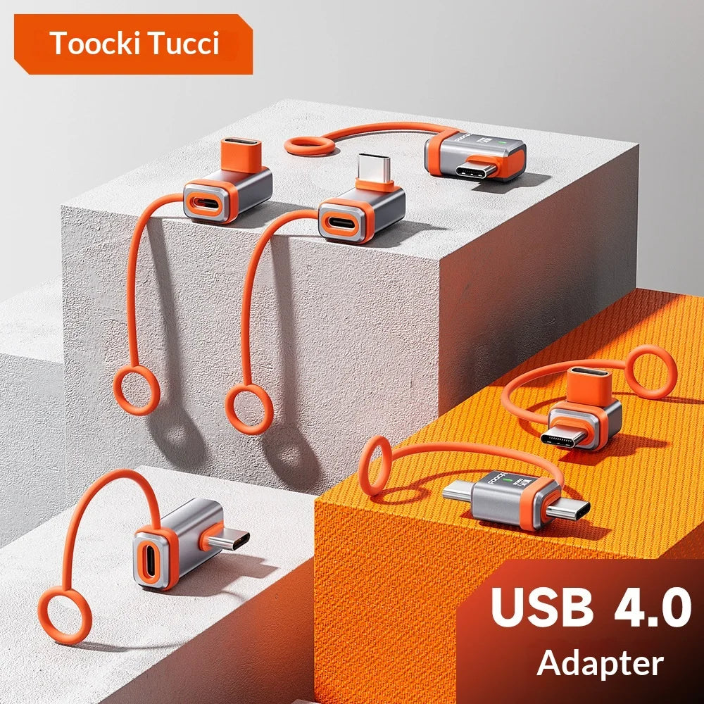 TOOCKI PD 240W Fast Charging USB-C Adapter 8K 80Gbps High Speed Data Transfer Converter with Silicone Lanyard - Straight / Type-C Male To Female - 3