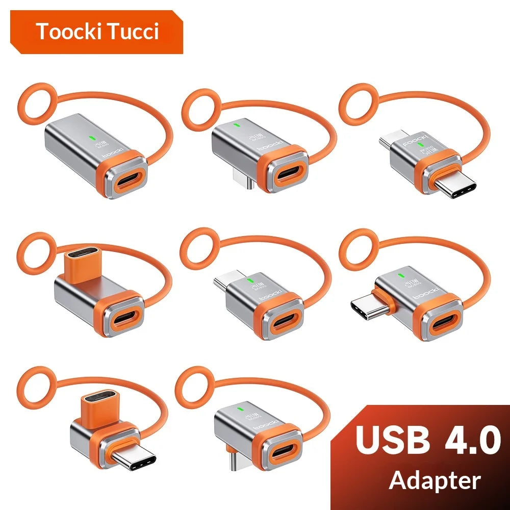 TOOCKI PD 240W Fast Charging USB-C Adapter 8K 80Gbps High Speed Data Transfer Converter with Silicone Lanyard - Straight / Type-C Male To Female - 6