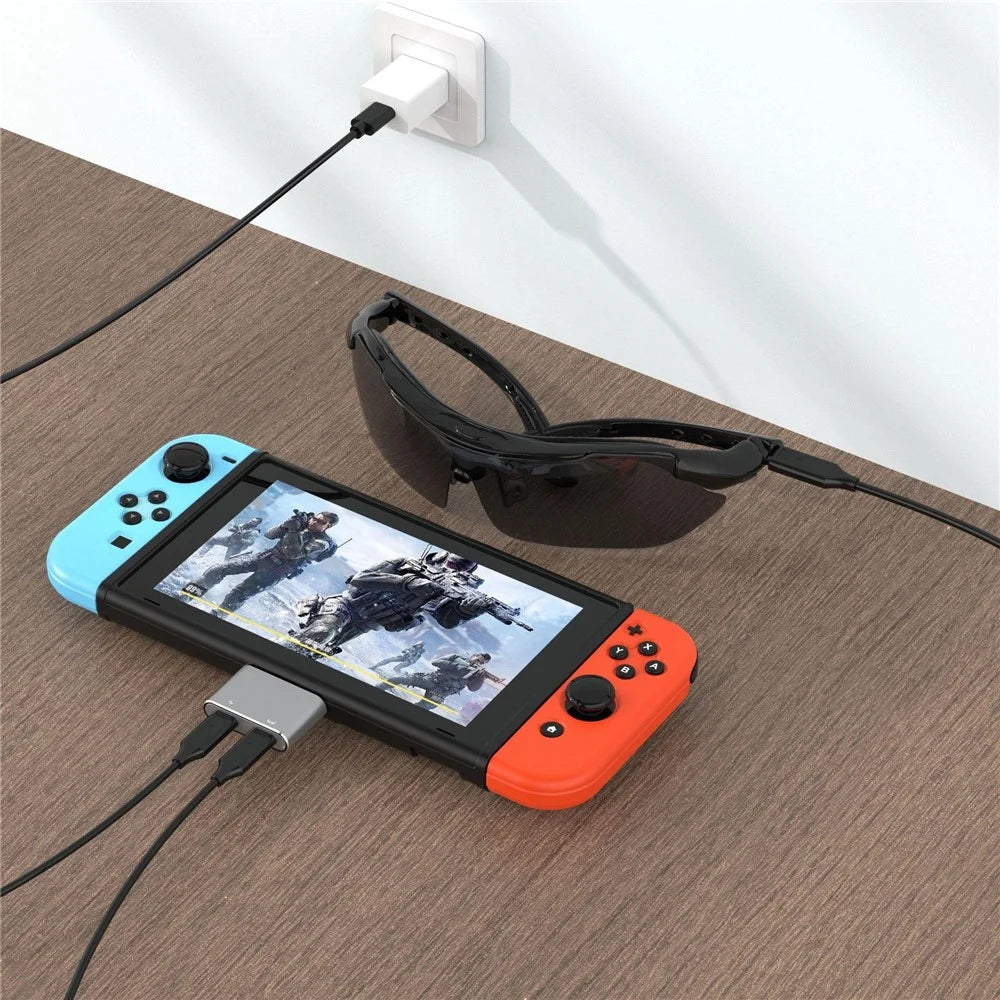 UH02 USB-C to Dual USB-C Adapter 8K / 60Hz PD 100W Fast Charging Hub for AR Glasses / Game Console / Laptop - 6
