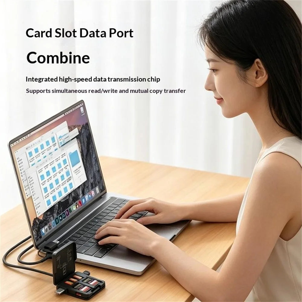 ADS-319 Portable Multifunctional Card Reader Storage Case USB-C  /  USB 3.0 5Gbps High Speed Data Transfer Adapter for SD TF Cards - Black - 6