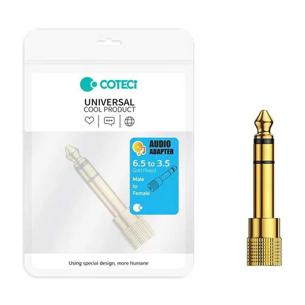 COTECI 6.5mm Male to 3.5mm Female Audio Adapter Gold Plated Converter for Guitar Piano - 1