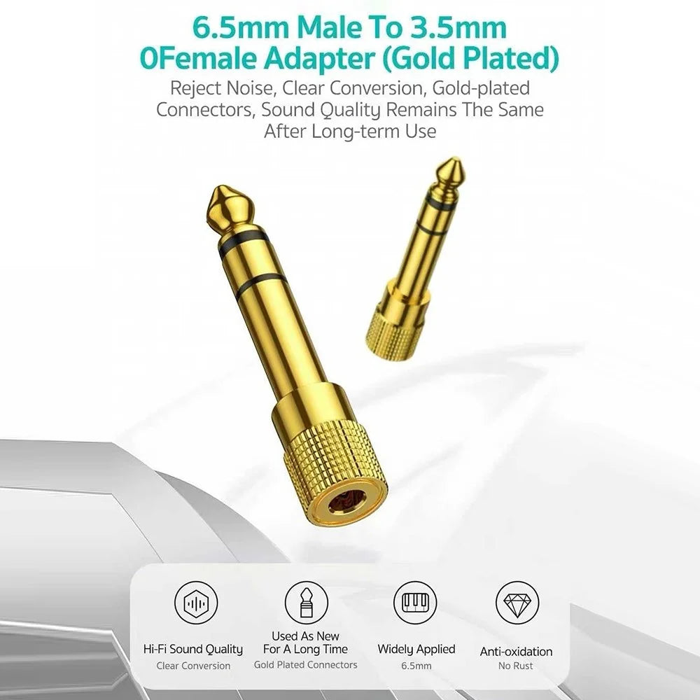 COTECI 6.5mm Male to 3.5mm Female Audio Adapter Gold Plated Converter for Guitar Piano - 2