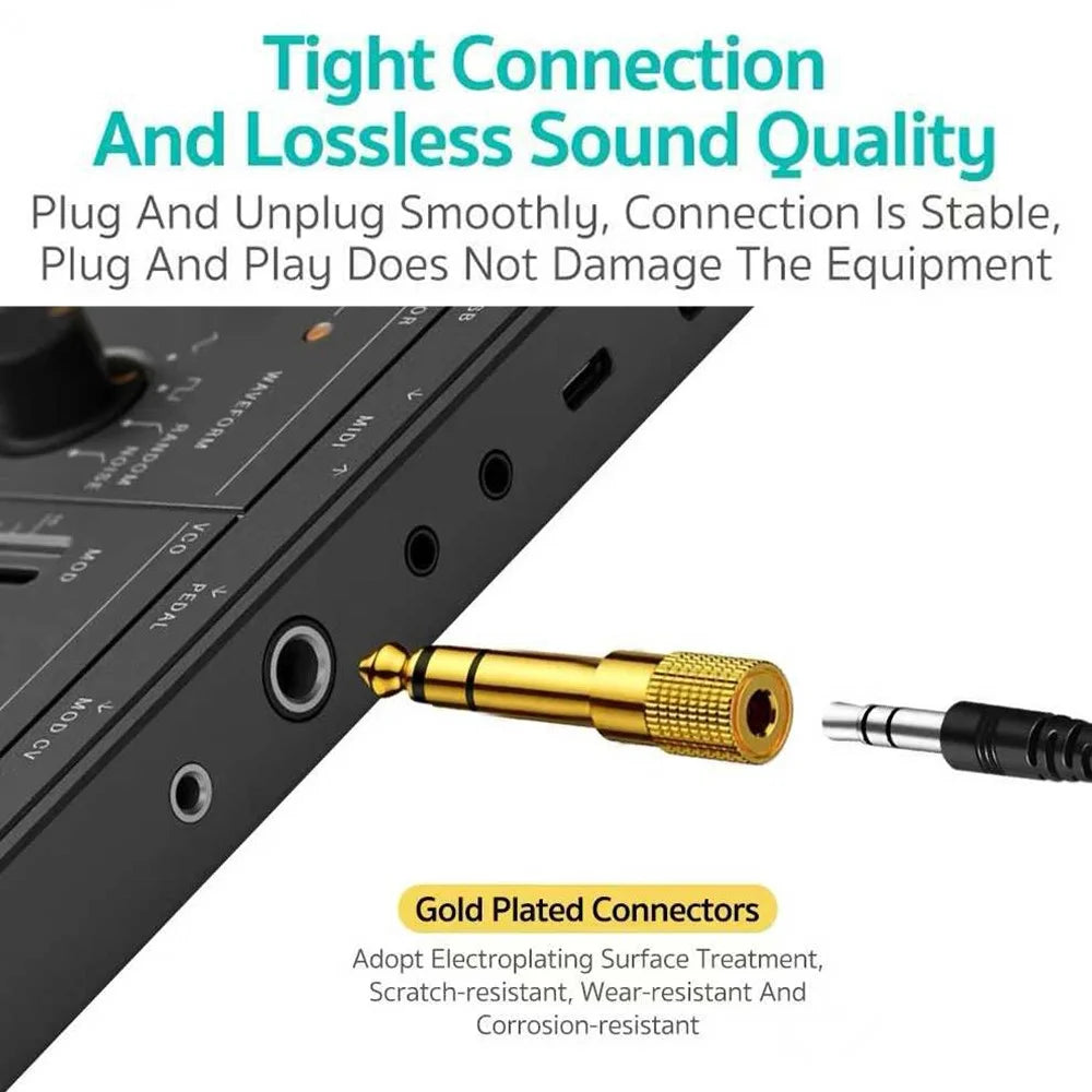 COTECI 6.5mm Male to 3.5mm Female Audio Adapter Gold Plated Converter for Guitar Piano - 4