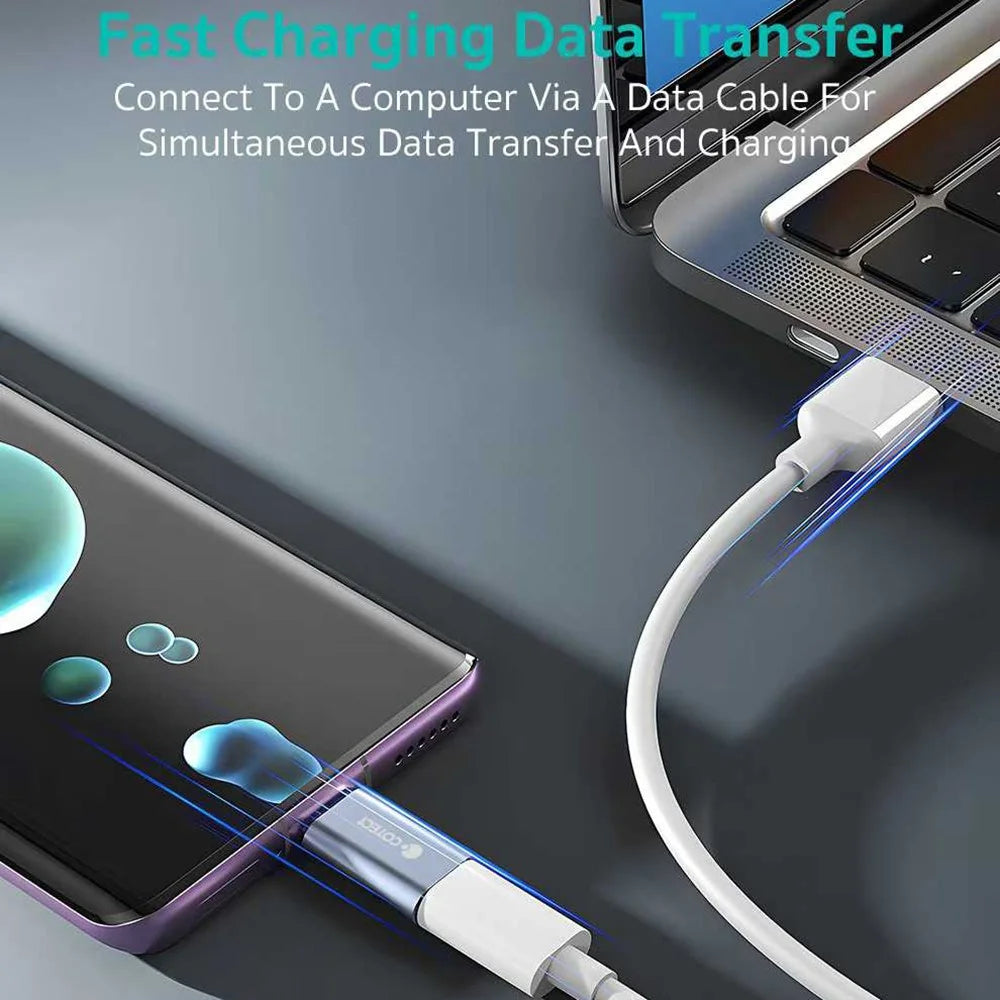 COTECI OT-039 Type-C Male to iP Female Converter 60W Fast Charging Data Transfer OTG Adapter - Grey - 3