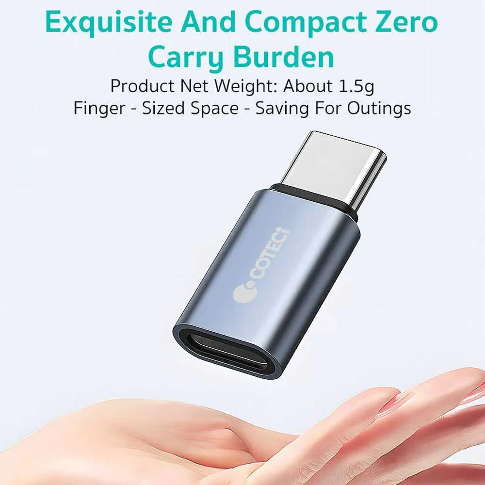 COTECI OT-039 Type-C Male to iP Female Converter 60W Fast Charging Data Transfer OTG Adapter - Grey - 4
