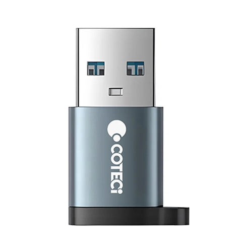 COTECI OF-052 USB-A Male to USB-C Female Converter PD 100W Fast Charging 10Gbps Data Transfer Adapter - Grey - 1