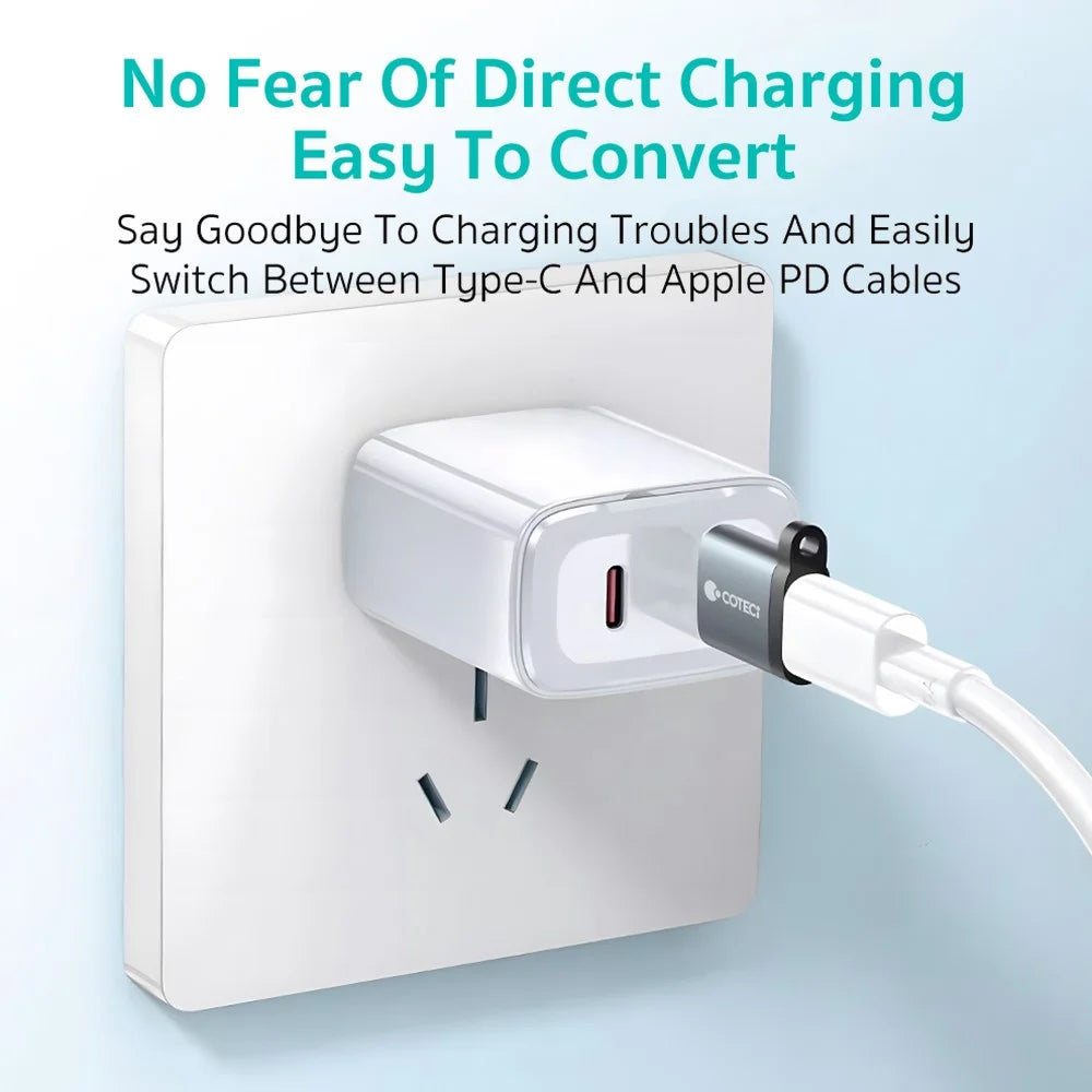 COTECI OF-052 USB-A Male to USB-C Female Converter PD 100W Fast Charging 10Gbps Data Transfer Adapter - Grey - 4