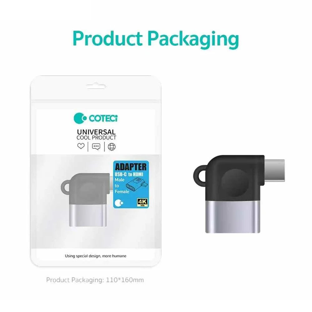 COTECI 87615 USB-C to HD 4K 30Hz Adapter Aluminum Alloy Converter for Laptop Phone - Grey - 7