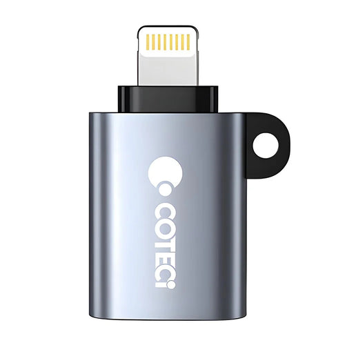 COTECI 87616 iP to USB-A OTG Adapter Metal Aluminum Alloy Converter for iPhone iPad Data Transfer - Grey - 1