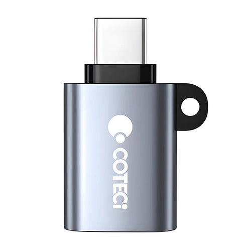COTECI 87617 USB-C to USB-A OTG Adapter Aluminum Alloy Connector for Phone Tablet Laptop - Grey - 1