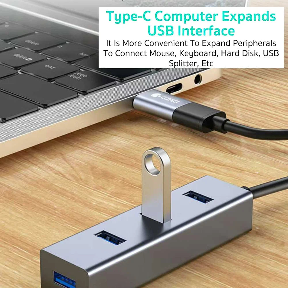 COTECI 87617 USB-C to USB-A OTG Adapter Aluminum Alloy Connector for Phone Tablet Laptop - Grey - 5
