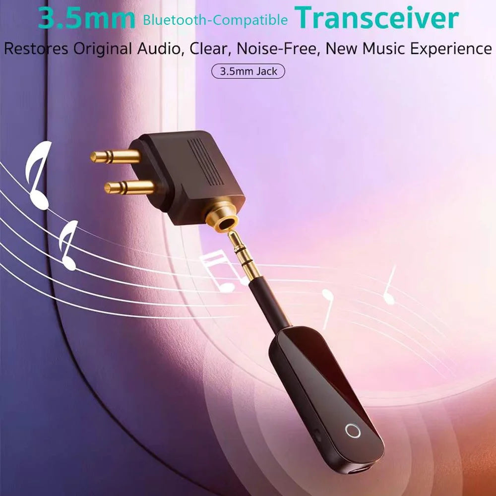 COTECI MS-016 2 in 1 Bluetooth-compatible 5.3 Transmitter Receiver 3.5mm Wireless Audio Dongle with Airplane Travel Adapter - Black - 2