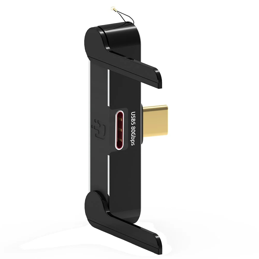 DOONJIEY DJMS02 USB5 80Gbps L-Shape Type-C Stand Adapter 16K / 60Hz 240W Fast Charging Extender for Phone Tablet - Black - 4