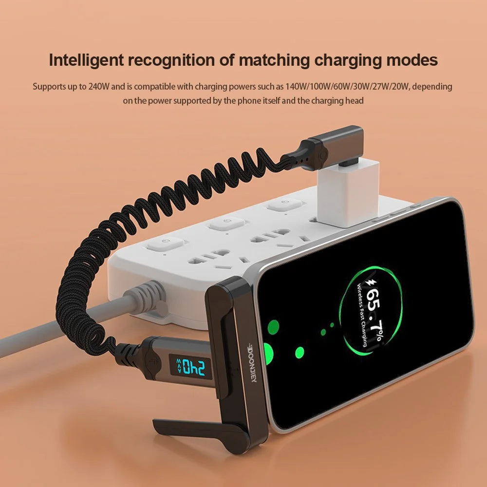DOONJIEY DJMS02 USB5 80Gbps L-Shape Type-C Stand Adapter 16K / 60Hz 240W Fast Charging Extender for Phone Tablet - Black - 7