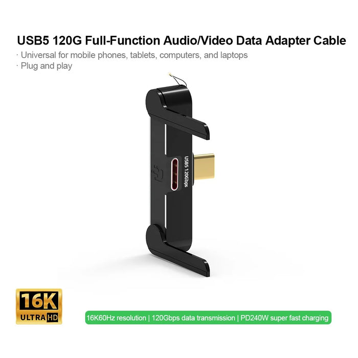 DOONJIEY DJMS03 USB5 Type-C Elbow Adapter 16K / 60Hz 120Gbps Data Transfer PD 240W Fast Charging Phone Stand Dock - 3