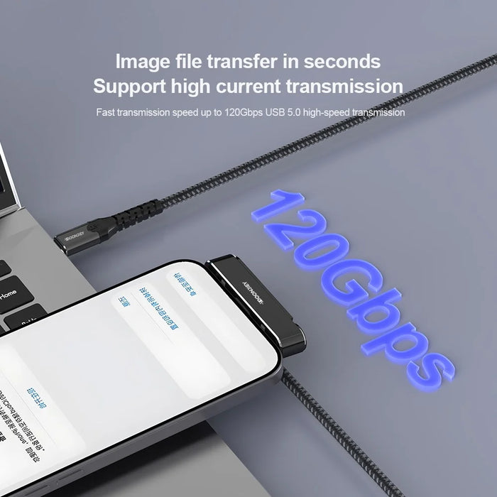 DOONJIEY DJMS03 USB5 Type-C Elbow Adapter 16K / 60Hz 120Gbps Data Transfer PD 240W Fast Charging Phone Stand Dock - 7