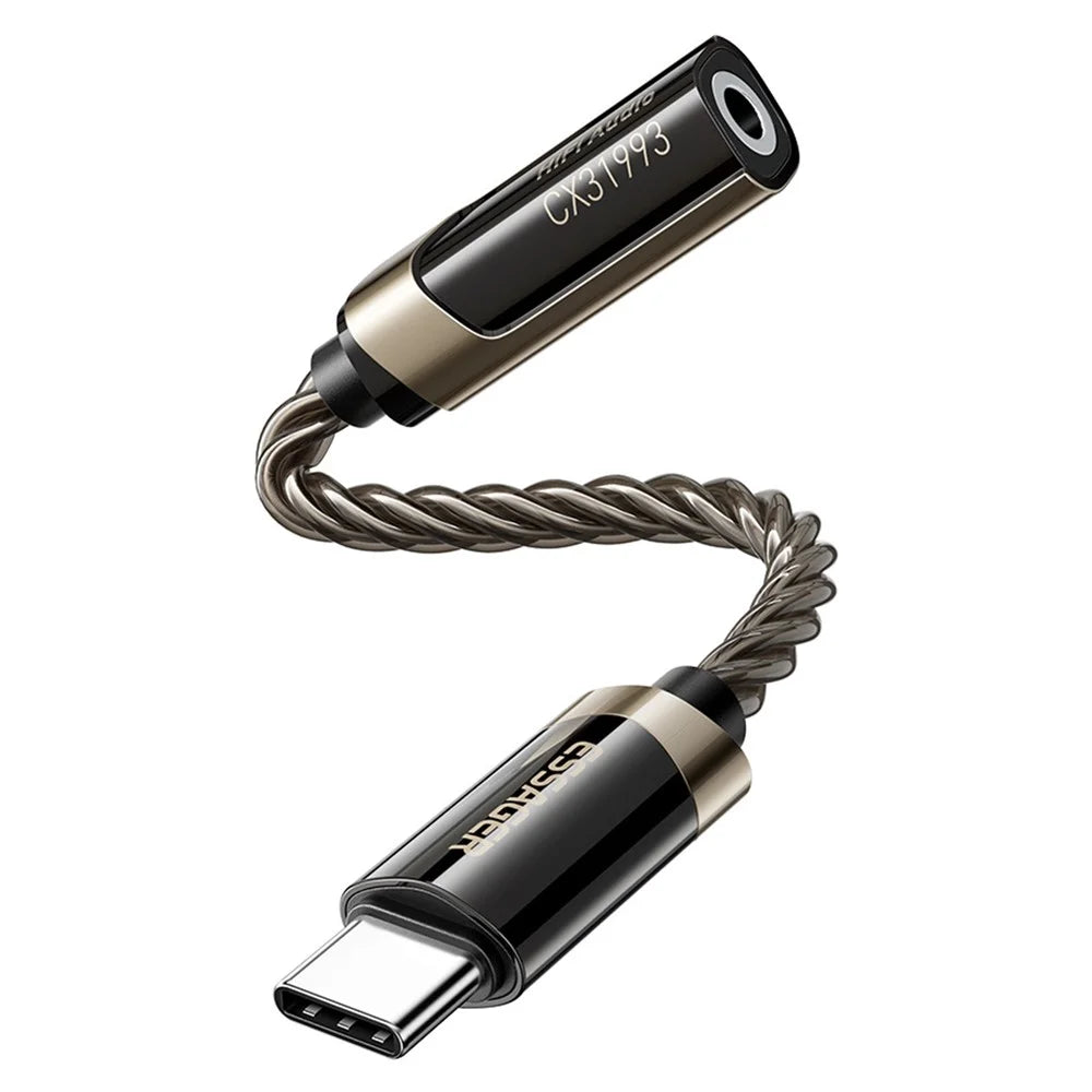 ESSAGER ES-YP29 HiFi Audio Adapter Cable Type-C Male to 3.5mm Female Silver-Plated Conductor Braided Cable - Tarnish - 1