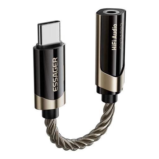ESSAGER ES-YP29 HiFi Audio Adapter Cable Type-C Male to 3.5mm Female Silver-Plated Conductor Braided Cable - Tarnish - 2