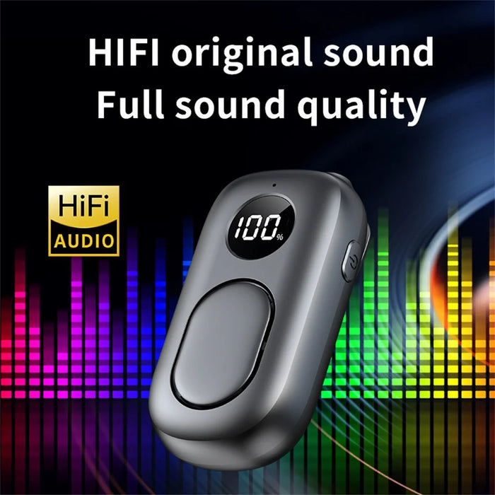 Bluetooth-Compatible 5.4 Audio Receiver 3.5mm Clip-on Wireless Adapter with OLED Display - Black - 3