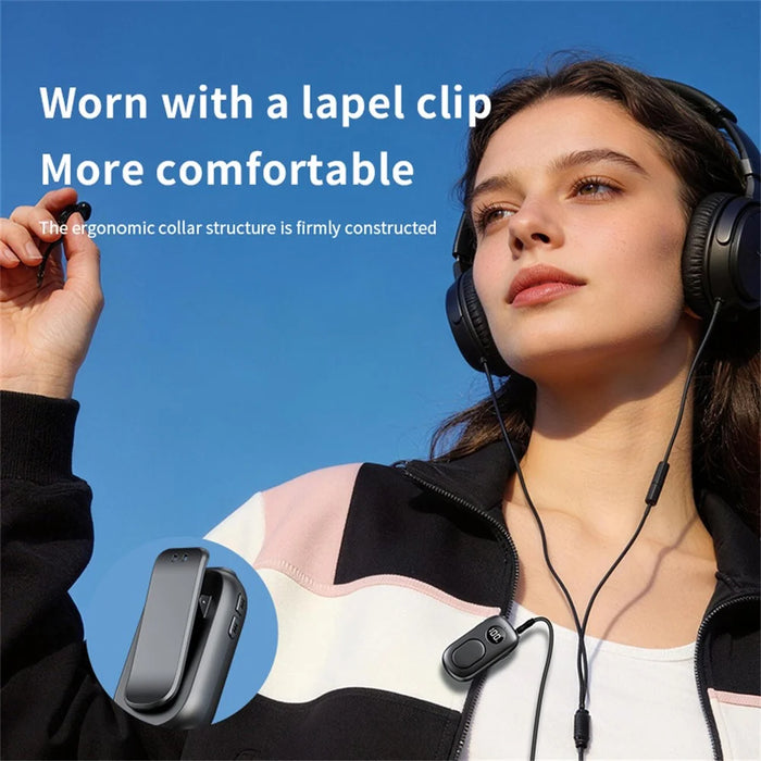 Bluetooth-Compatible 5.4 Audio Receiver 3.5mm Clip-on Wireless Adapter with OLED Display - Black - 4