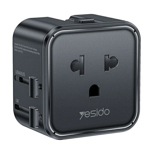 YESIDO MC46 Universal Travel Adapter Ultra Slim 2500W 10A International Power Plug - Black - 1