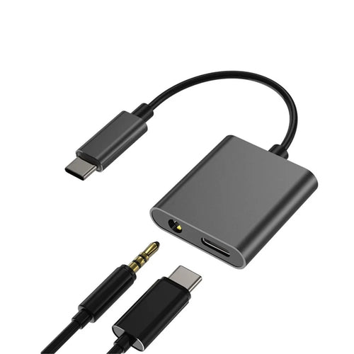 BLUEKEY 3.5mm AUX Audio Cable 2 in 1 USB Type-C Charge Headphone Adapter for Huawei Xiaomi - 1