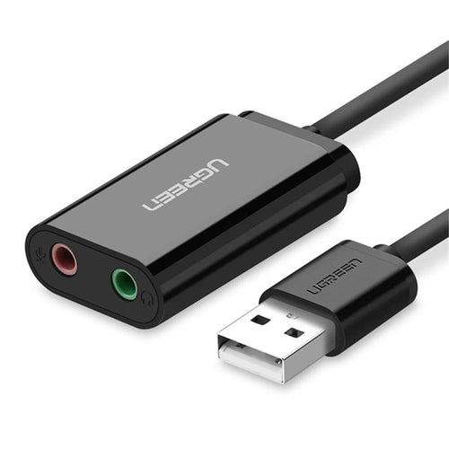 UGREEN 30724 USB Audio Adapter External Stereo Sound Card with 3.5mm Headphone and Microphone Jack for Windows Mac Linux PC Laptop PS4 - 1