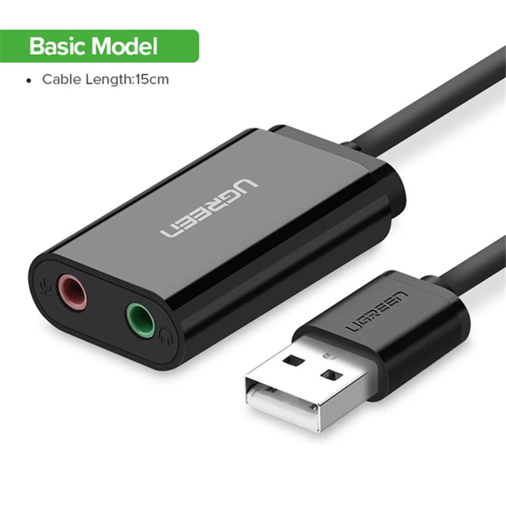 UGREEN 30724 USB Audio Adapter External Stereo Sound Card with 3.5mm Headphone and Microphone Jack for Windows Mac Linux PC Laptop PS4 - 7
